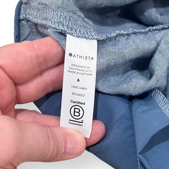 Athleta Womens Size 6 Cabo Linen 4" Shorts Chambray Blue Casual Beach Pockets - Picture 6 of 10